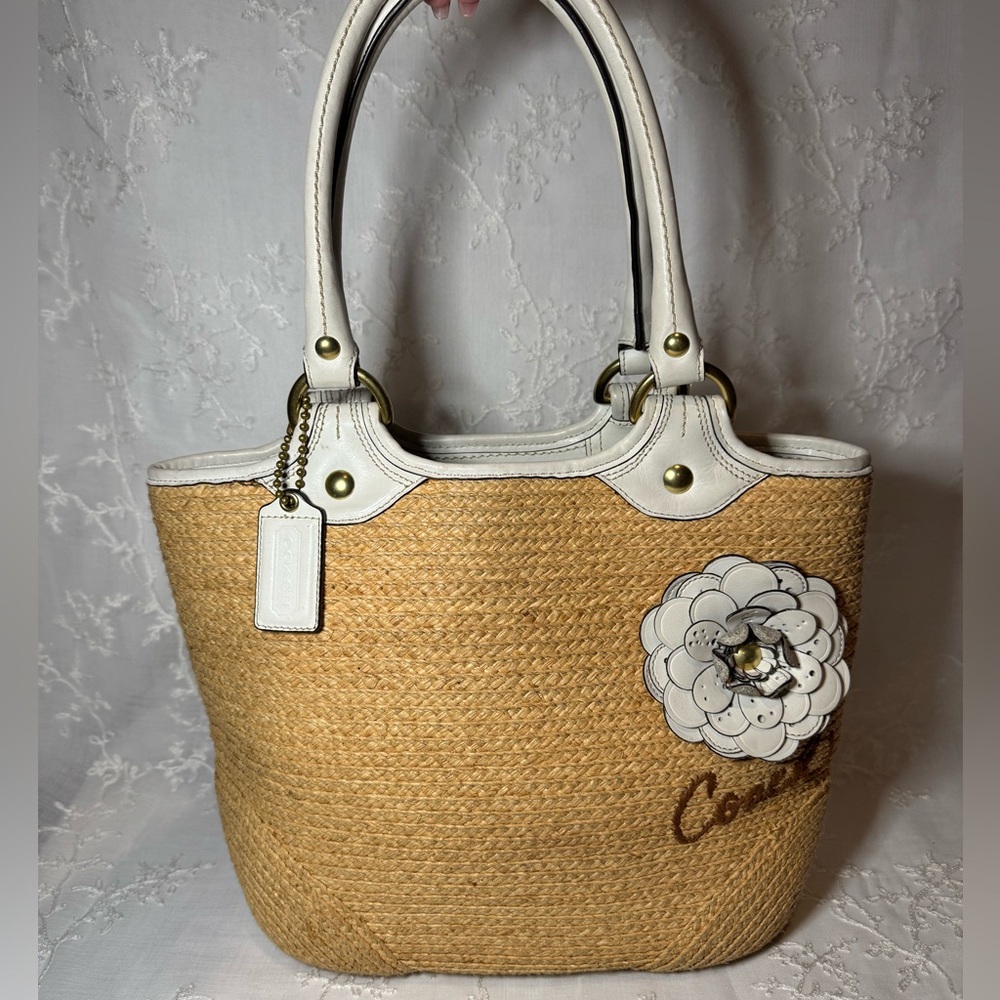 Coach Bleeker Natural Straw Basket Tote